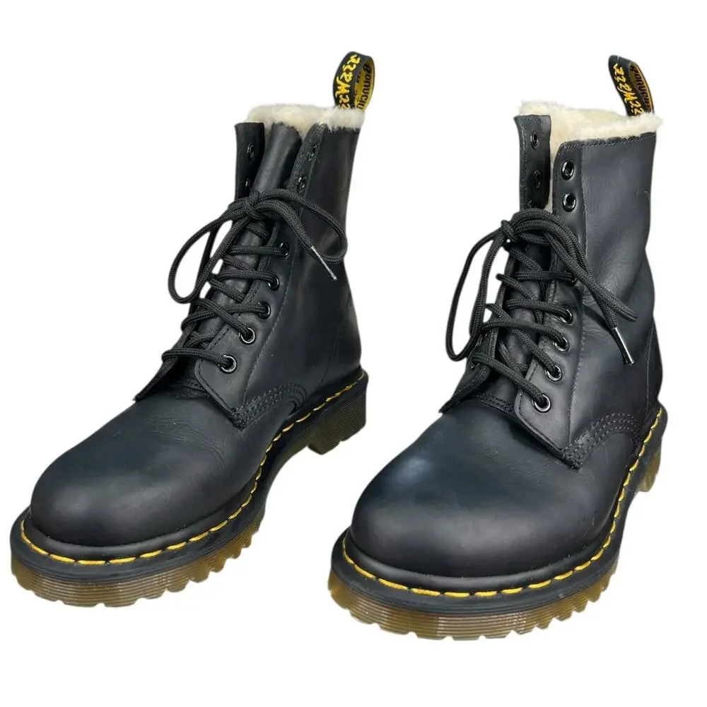 Dr. Martens Women’s Serena Black Leather Lined Combat Boot Size US 7